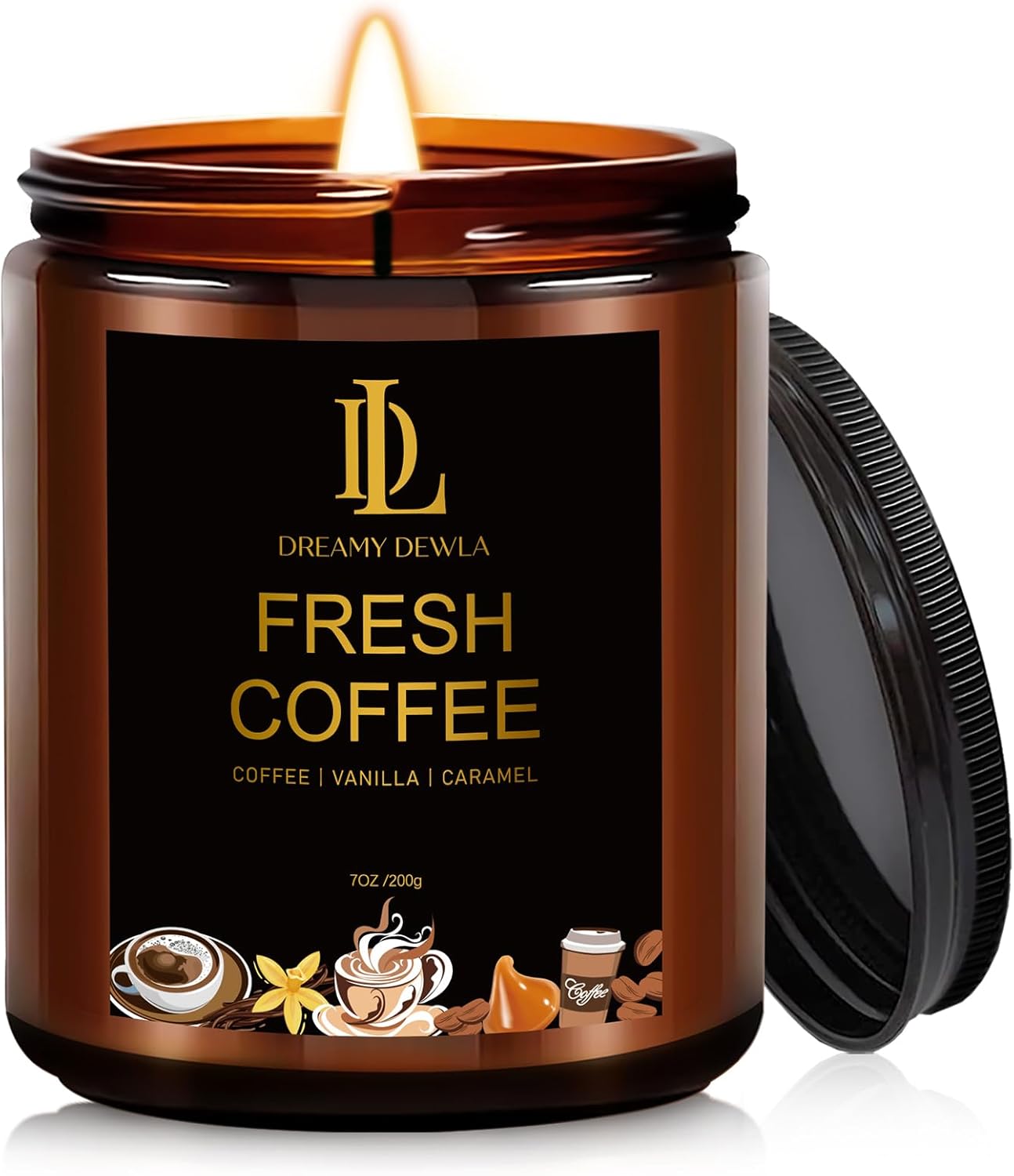Fresh Coffee Candles, Coffee Scented Candle, Natural Soy Candles for Home Scented, Long Lasting with 50 Hour Burn Time, Gifts for Men Women
