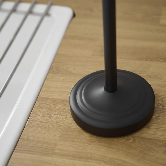 Hoimpro 17" Matte Black Stainless Steel Standing Towel Rack Double Towel Ring Hand Towel Stand Holder, Bathroom Accessories Set Hardware Towel Bar Hanger for Bathroom Vanity and Kitchen Countertops