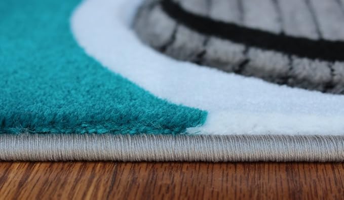 Masada Rugs, Sophia Collection Hand Carved Area Rug Modern Contemporary Turquoise White Grey Black (2 Feet X 7 Feet 3 Inch) Runner