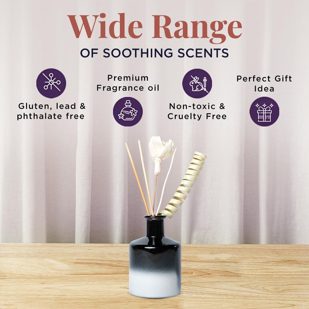 Folkulture Reed Diffusers for Home, 5 oz | Lavender Scent Diffuser Oil with Sticks for Bathroom Decor Accessories, Living Room, Office, Desk| Natural Essential Oils | Housewarming Gifts