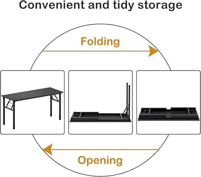 DlandHome Computer Desk, 59.8Inch Office Desk Computer Table, Study Writing Study Desk for Home Office, Black and Black