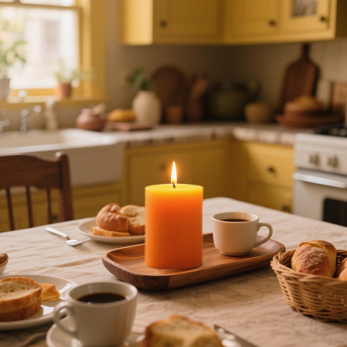 Set of 3 Different Size Orange Pillar Candles, Unscented Dripless 2.75x3, 2.75x4, 2.75x6 Inch Fall Colored Cylinder Column Wax Candles for Thanksgiving Day Power Outage Emergency Table