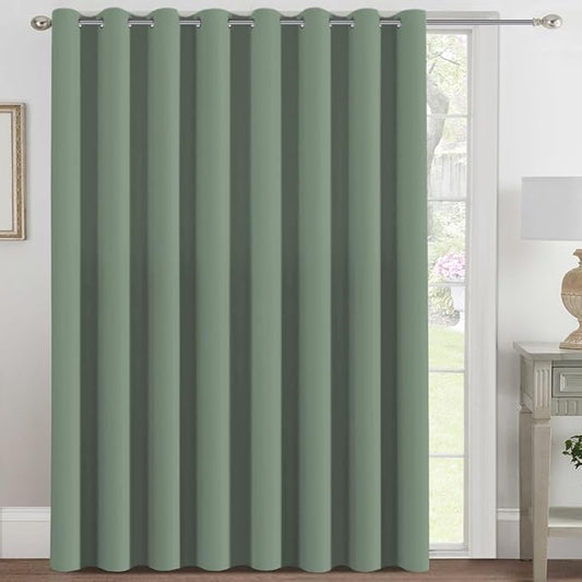 H.VERSAILTEX Blackout Patio Curtains 100 x 108 Inches for Sliding Door Extral Wide Blackout Curtain Panels Thermal Insulated Room Divider - Grommet Top, 9' Tall by 8.5' Wide - Green Bay