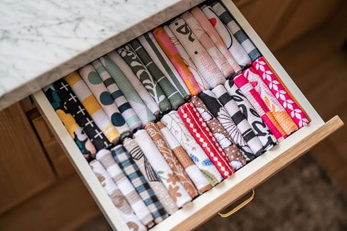 || 2 Pack|| Double Sided Dish Towels || Waffle Weave Microfiber || Tea Towels || Highly Absorbent || Hanging Loop || Dish Cloths || Modern || Designer Prints