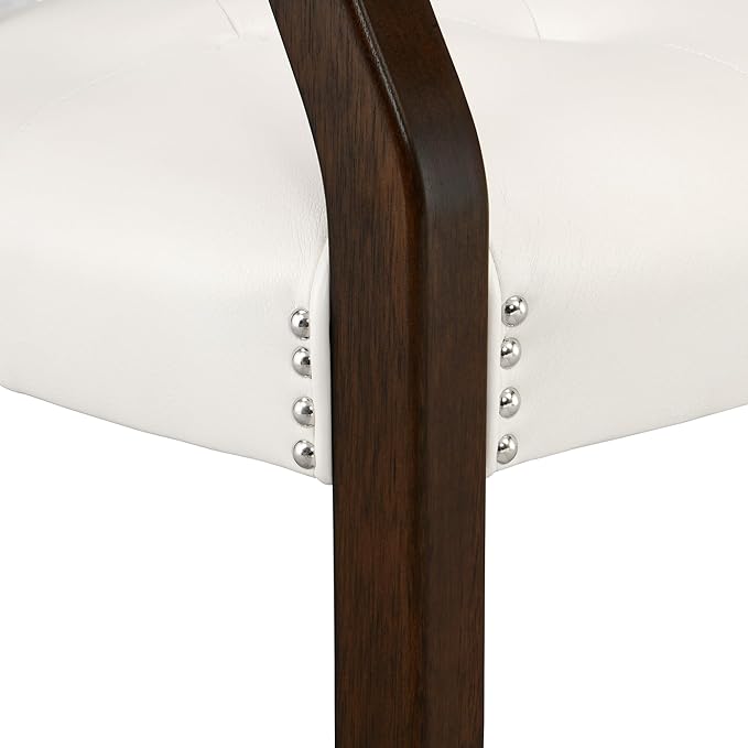 MODERION Solid Wood Boss Caption's Chairs,Dinning Chairs with Wheels and Arms,Office Desk Chairs, Classic Swivel Accent Chairs with Upholstered,Dinner Chairs, 31.5¡±H White SY318WT