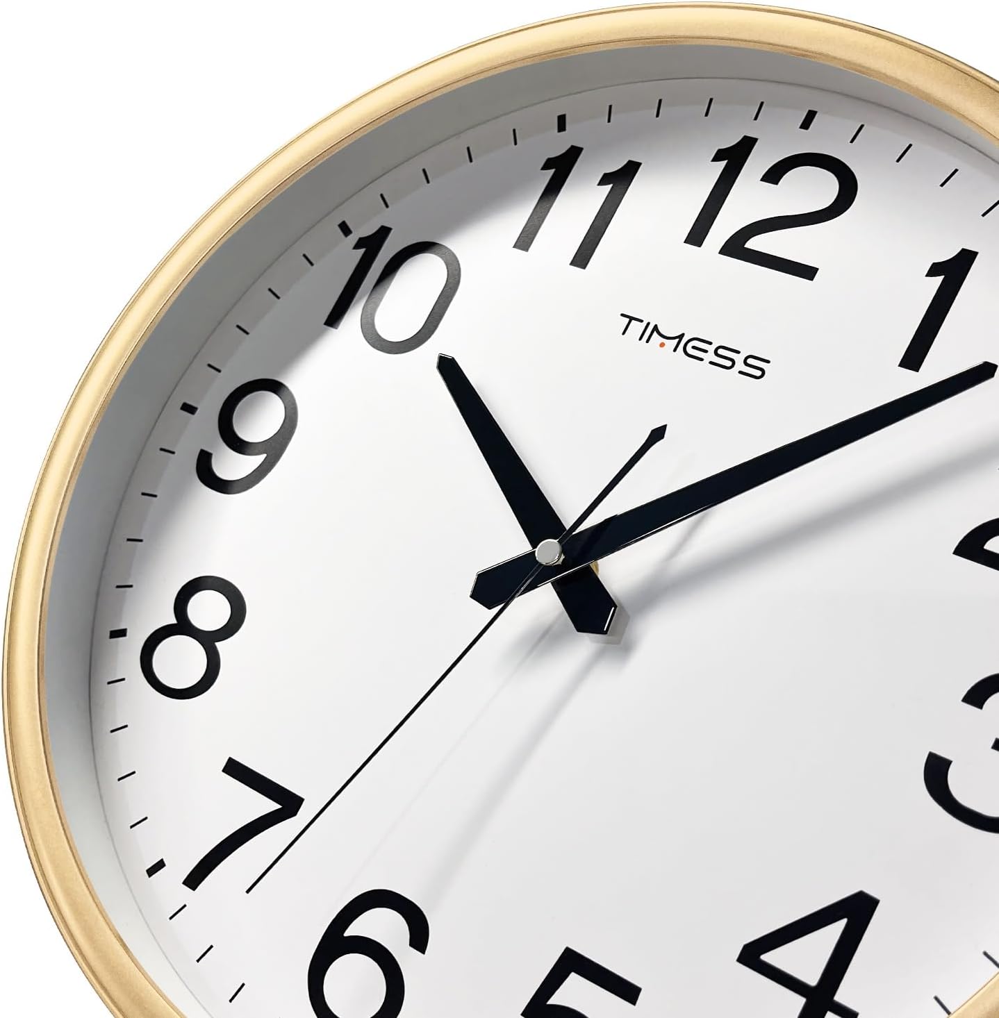 Wall Clock, 13 Inch Large Dial Non-Ticking Silent Battery Operated Quality Analog, Ultra-Quiet Movement Quartz, Timeless Stylish Clock, Ideal Modern Home, Office Décor (Gold)