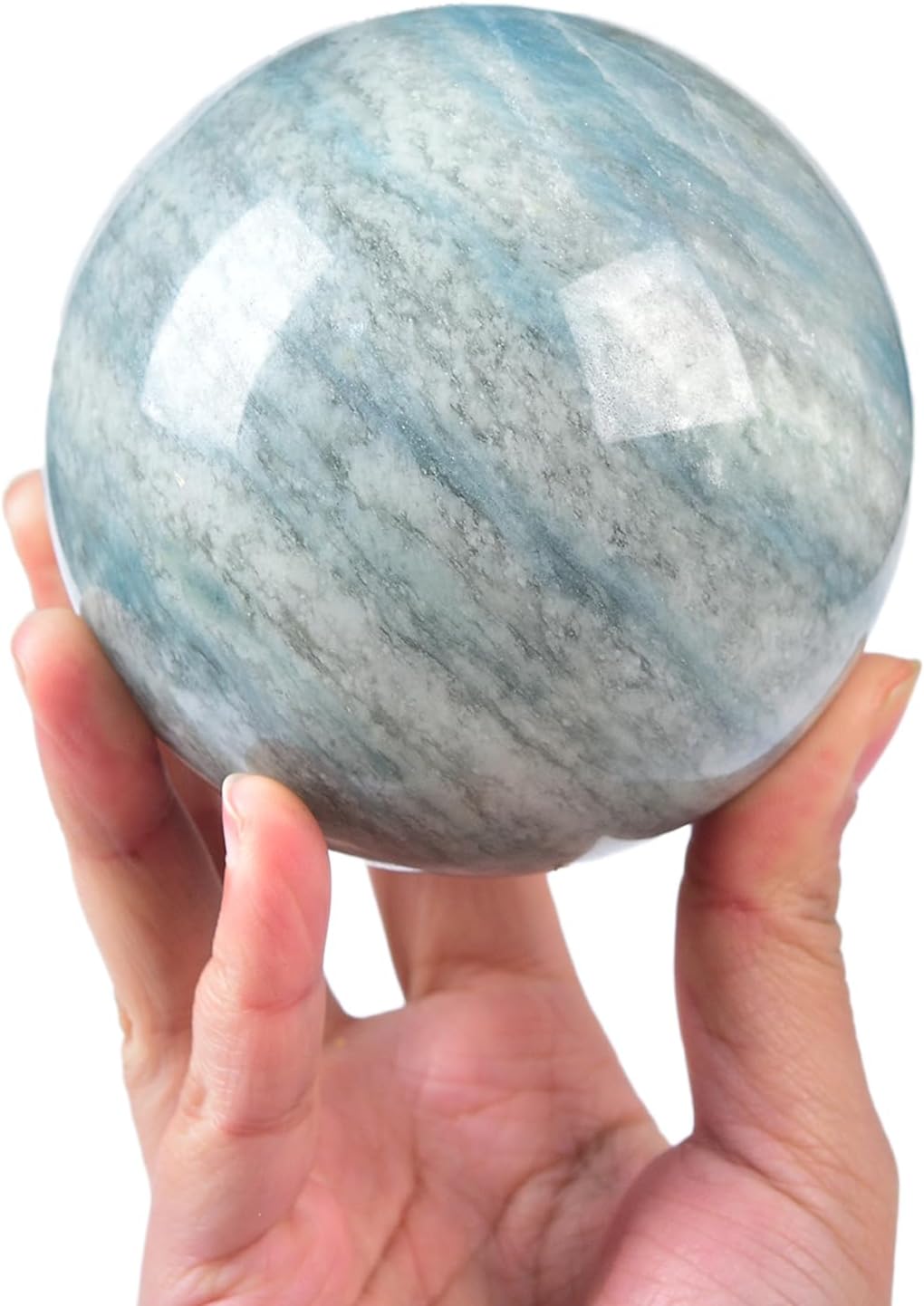 JIC Gem Natural Large Healing Crystal Sphere Ball Trolleite Crystal Decorative Ball Chakra Meditation Fengshui (100-110mm)