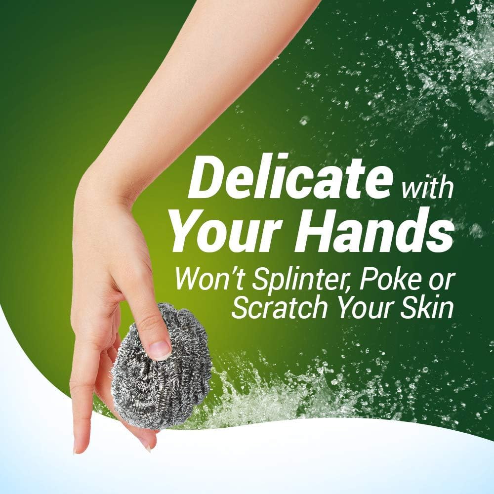 Fuller Brush Stainless Steel Scrubbing Sponges – 1-Pack (1 Set of 3 = 3 Pieces ) – Heavy Duty Kitchen Scour Sponges for Dishes, Pots & Pans