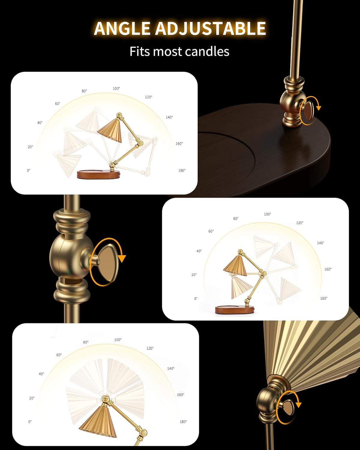 Candle Warmer Lamp with 3 Bulbs, Height Adjustable Candle Lamp Warmer with Timer - Electric Wax Melt Warmer for Scented Wax, Bedroom Home Decor, Gold