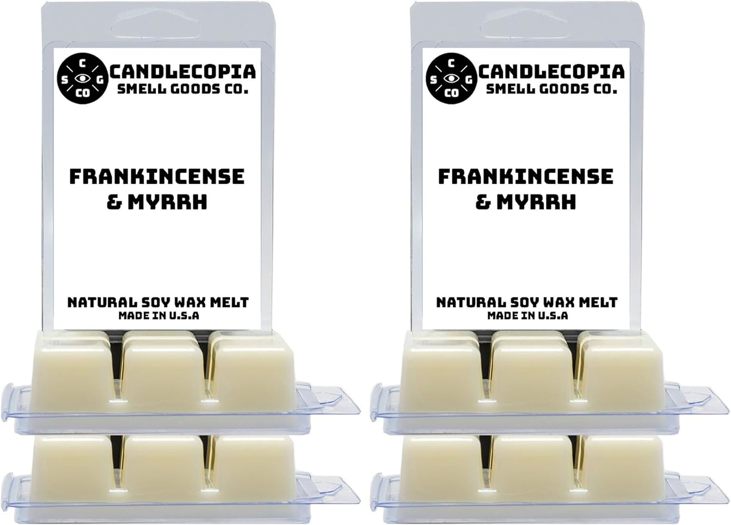 Frankincense & Myrrh Strongly Scented Hand Poured Vegan Wax Melts, 36 Scented Wax Cubes, 19.2 Ounces in 6 x 6-Packs