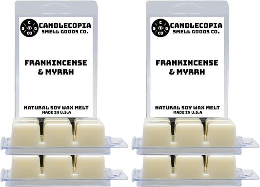 Frankincense & Myrrh Strongly Scented Hand Poured Vegan Wax Melts, 36 Scented Wax Cubes, 19.2 Ounces in 6 x 6-Packs