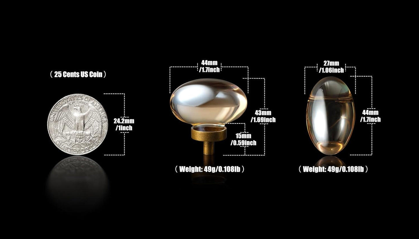 Goo-Ki Champagne Crystal Cabinet Handls-Zinc Alloy Base with Acrylic Drawer Knobs,6 Pack