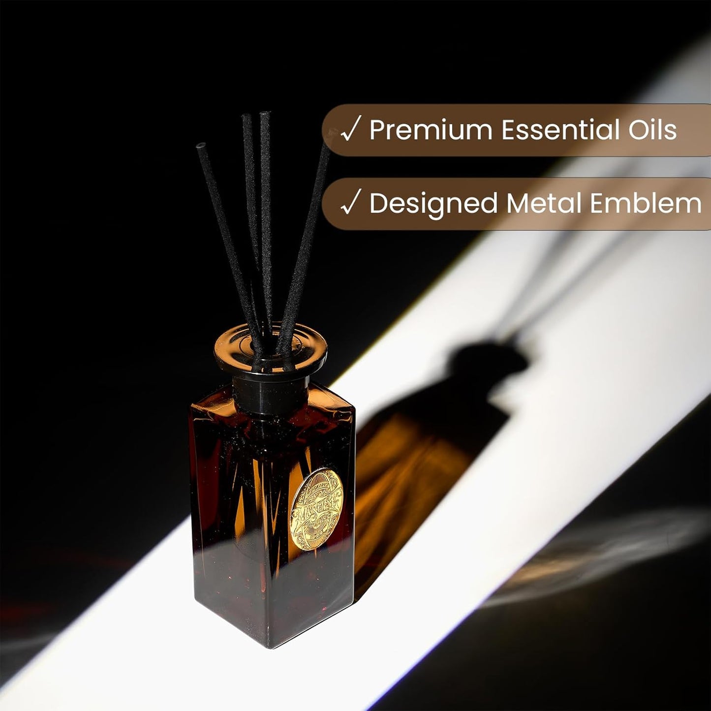 M&SENSE 6.3 oz Large Reed Diffuser Set | Tobacco Teakwood Scent Oil Diffuser with Sticks | Hotel Collection Non-Toxic Essential Oil |for Bedroom Bathroom Living Room