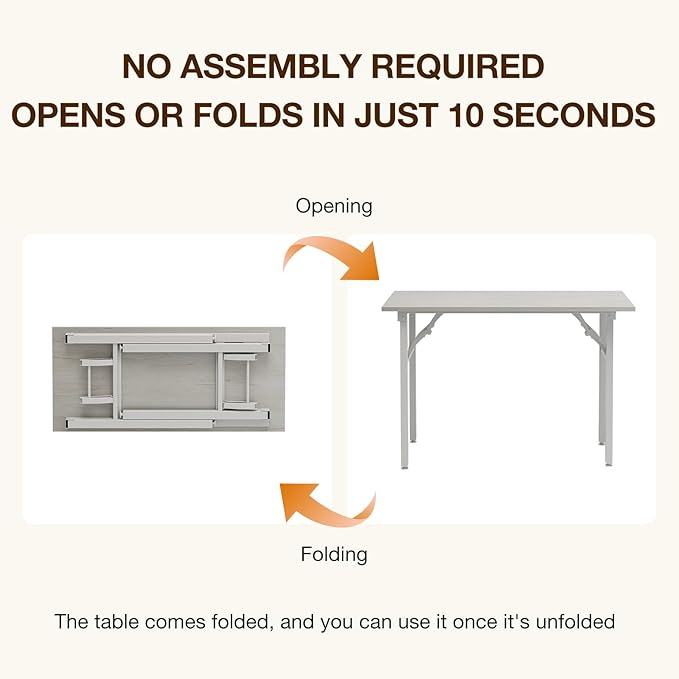 TEMI Small Computer Desk Folding Table - 43.3" Foldable Office Desk, No Assembly, Perfect for Small Spaces in Bedroom, Dorm, or Apartment, Portable Mini Desk or Study Table Compact Design, White Ash