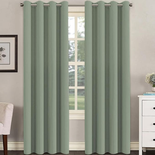 H.VERSAILTEX Blackout Curtain for Living Room Thermal Insulated Window Treatment Curtain Extra Long 96 inch Length Energy Saving Solid Grommet Top Blackout Drape, One Panel, Cyan, 52" W x 96" L