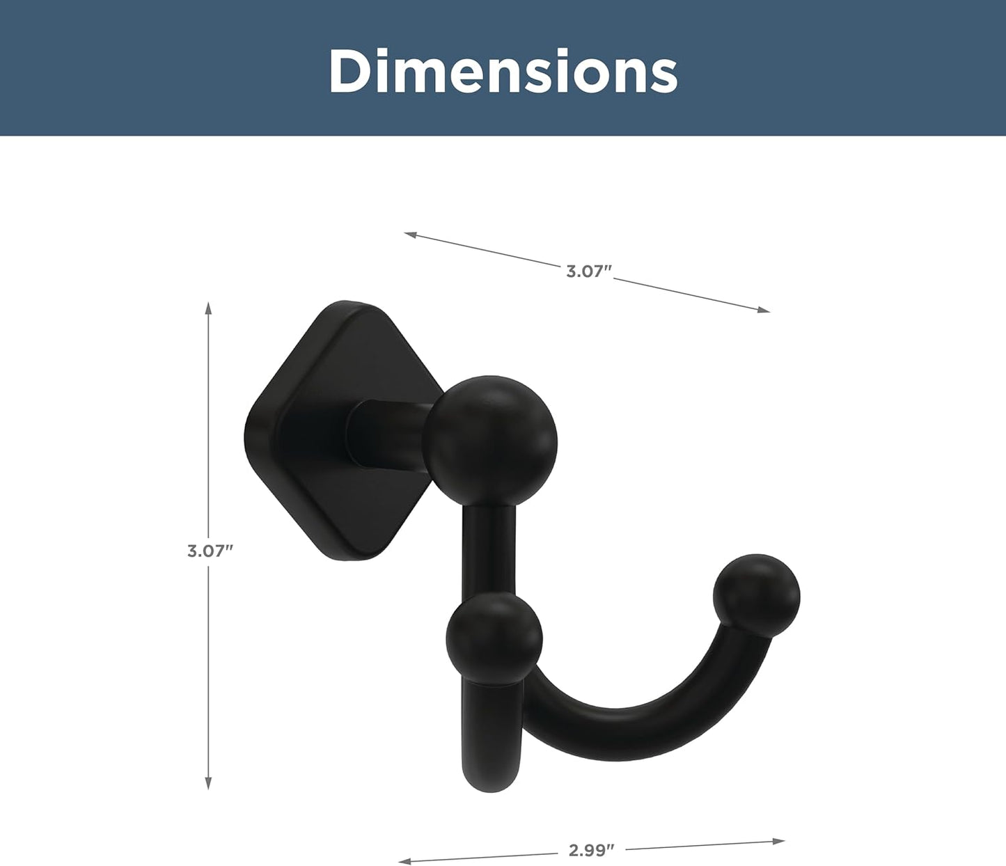 FRANKLIN BRASS Gainesville (1-Pack) Towel Hooks Matte Black Double Bathroom J Hooks Wall Mounted for Robes & Towels Hand Towel Hook Holder Kitchen, Bathroom Accessories GNV35-MB