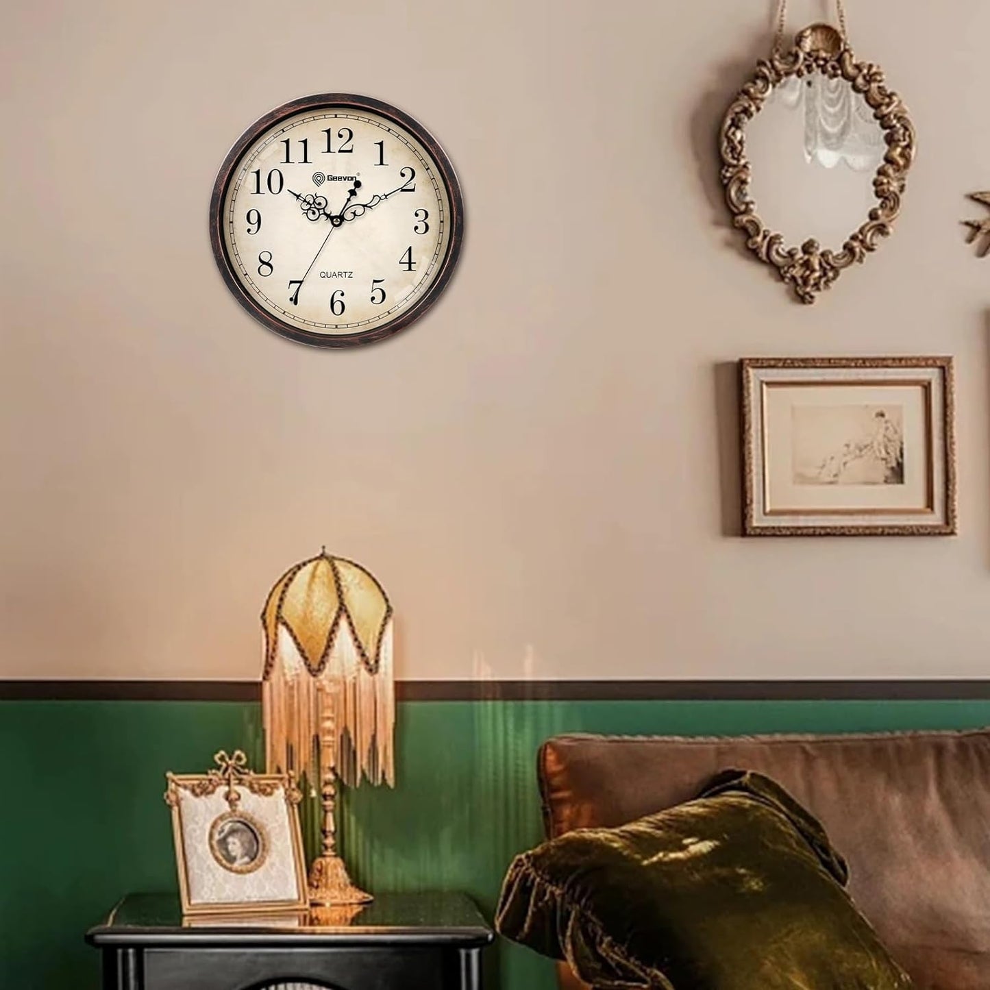 Geevon Retro Silent 12 Inch Wall Clock Non Ticking, Rustic Vintage Clock Quartz Decorative, Battery Operated Wall Clock for Kitchen/Office/Classroom/Bedroom/Living Room Decor