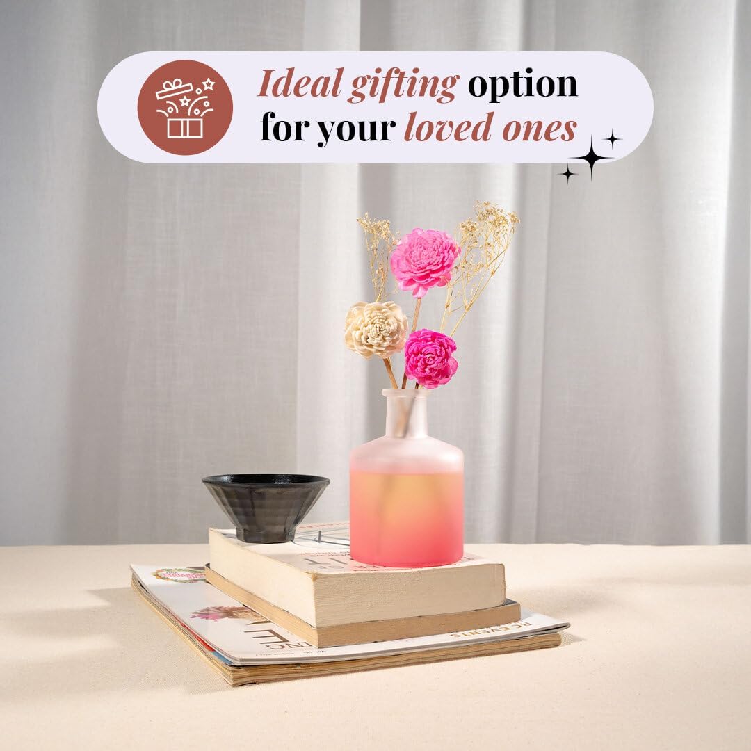 Folkulture Reed Diffusers for Home, 5 oz | Cherry Blossom Scent Diffuser Oil with Sticks for Pink Bathroom Decor Accessories | Floral Essential Oils | Cute Shelf Decor