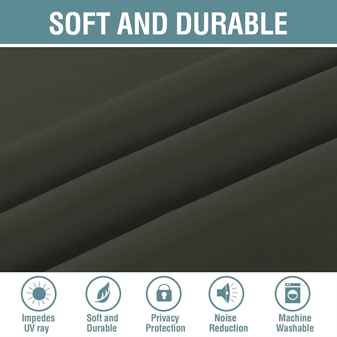 H.VERSAILTEX Blackout Curtain for Living Room Thermal Insulated Window Treatment Curtain Extra Long 96 inch Length Energy Saving Solid Grommet Top Blackout Drape, One Panel, Olive, 52" W x 96" L