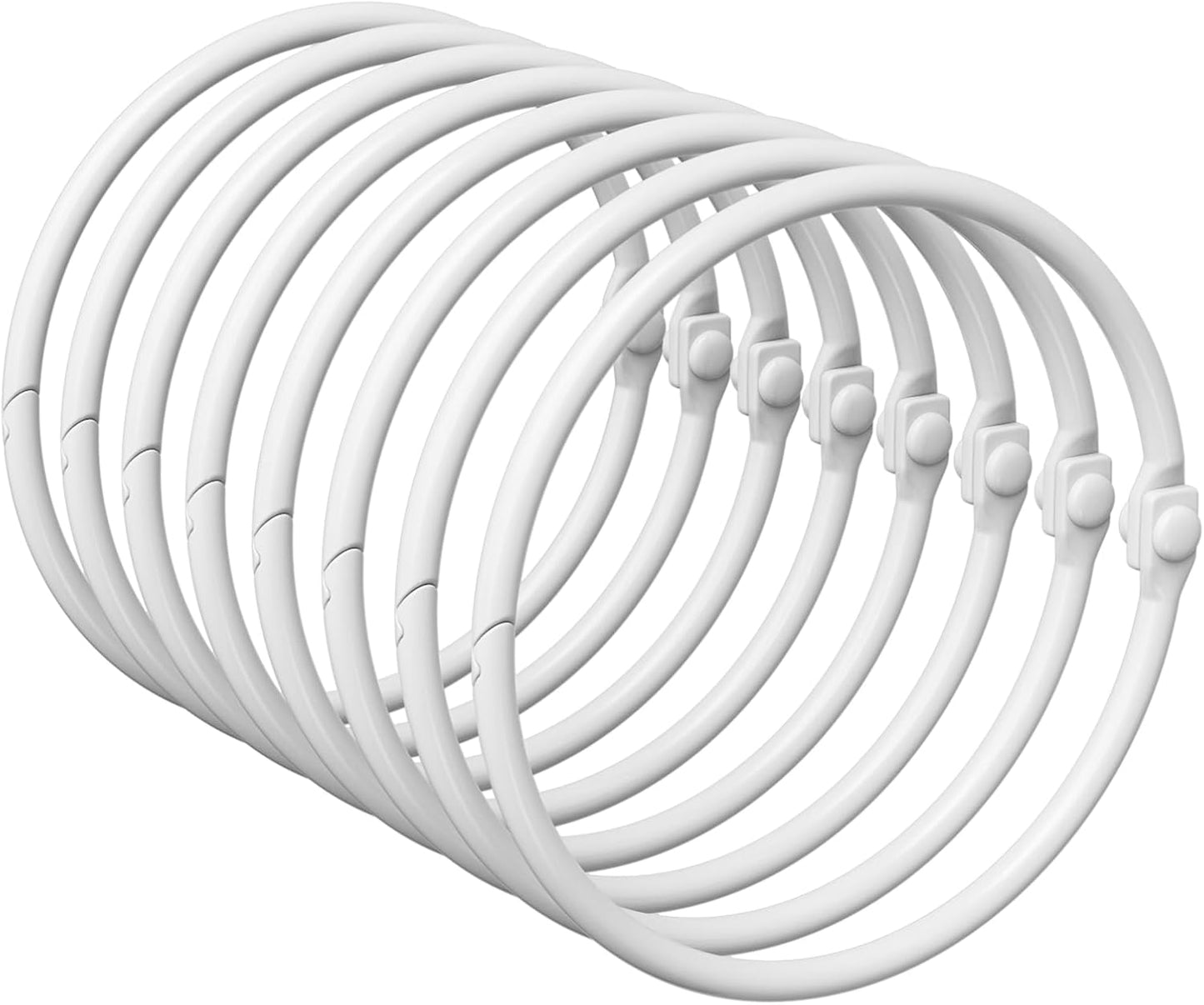 Anti-Drop Shower Rings, 12 Pcs Metal Rings for Curtain Rod, Rust Proof, White