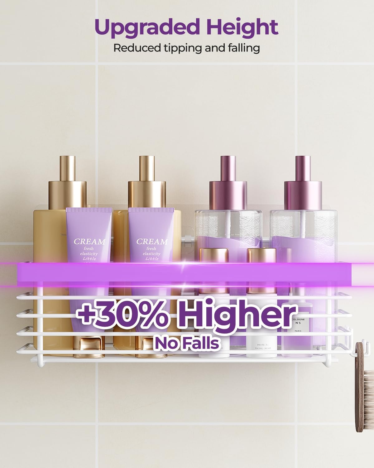 ODesign Shower Caddy 3 Pack SUS304 Stainless Steel-No Drilling-Shower Bathroom Shelves Rack,Rustproof Wall Mounted,Adhesive Shower Shelf Basket Organizer-White