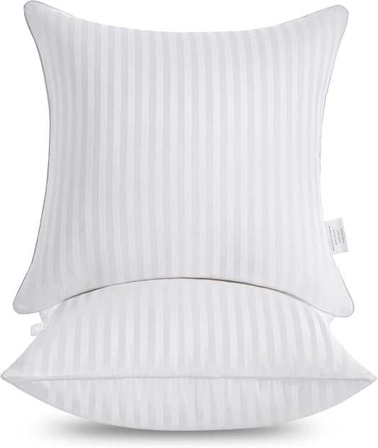 Oubonun 30 x 30 Throw Pillow Inserts, Firm and Fluffy Decorative Square Pillows for Couch Bed Sofa with Soft Cotton Cover White Cushion with Down Alternative Pack of 2