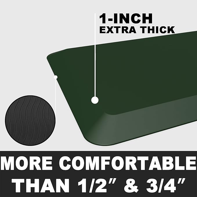1" Extra Thick Anti Fatigue Floor Mat 70" L x 17" W,Kitchen Mat, Standing Desk Mat,140D Advanced PU Foam Ergonomic Comfort at Home, Office, Garage, Sink (Green)