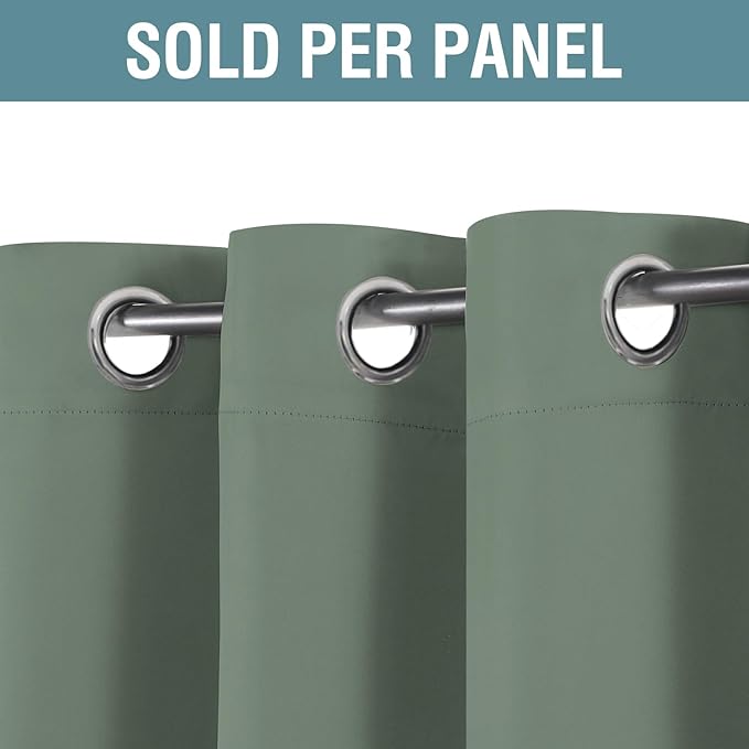 H.VERSAILTEX Blackout Curtain for Living Room Thermal Insulated Window Treatment Curtain Extra Long 96 inch Length Energy Saving Solid Grommet Top Blackout Drape, One Panel, Green Bay, 52" W x 96" L