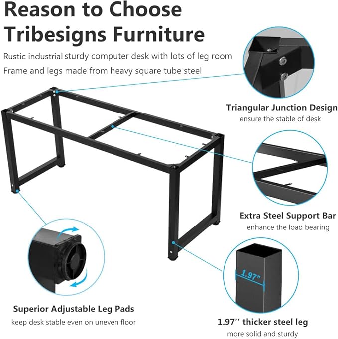 Tribesigns Computer Desk, 63 inch Large Office Desk Computer Table Study Writing Desk Workstation for Home Office, Rustic Brown