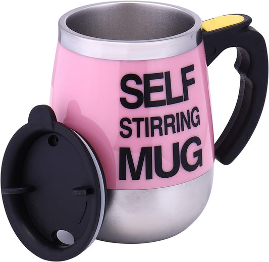 Self Stirring Mug Auto Self Mixing Stainless Steel Cup for Coffee/Tea/Hot Chocolate/Milk Mug for Office/Kitchen/Travel/Home -450ml/15oz The best gift（pink）