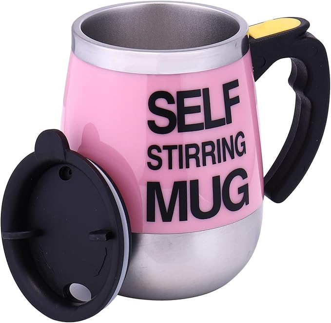 Self Stirring Mug Auto Self Mixing Stainless Steel Cup for Coffee/Tea/Hot Chocolate/Milk Mug for Office/Kitchen/Travel/Home -450ml/15oz The best gift（pink）