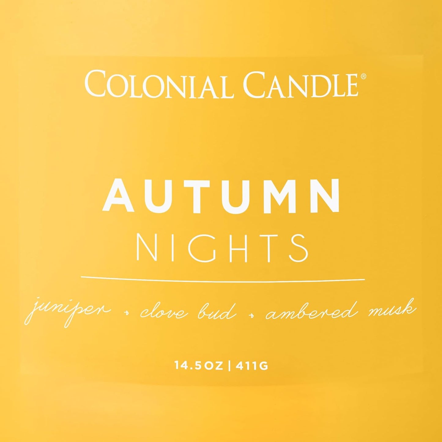Colonial Candle Autumn Nights Scented Jar Candle, Pop of Color Collection, 3 Wick, Yellow, 14.5 oz - Up to 60 Hours Burn