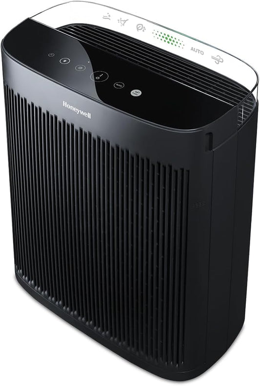 Honeywell Allergen Plus HEPA Air Purifier for Home Large Rooms up to 2400 Ft², Air Quality Monitor, Auto Mode, Reduces Allergens, Pollen, Pet Dander, Odors, Smoke, Black, HPA5300B