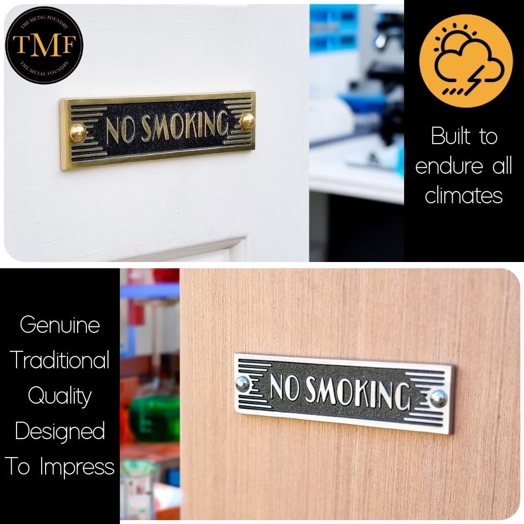 The Metal Foundry No Smoking Metal Door Sign. Art Deco Style Home Décor Accessories Door Or Wall Aluminium Plaque. Handmade In England.