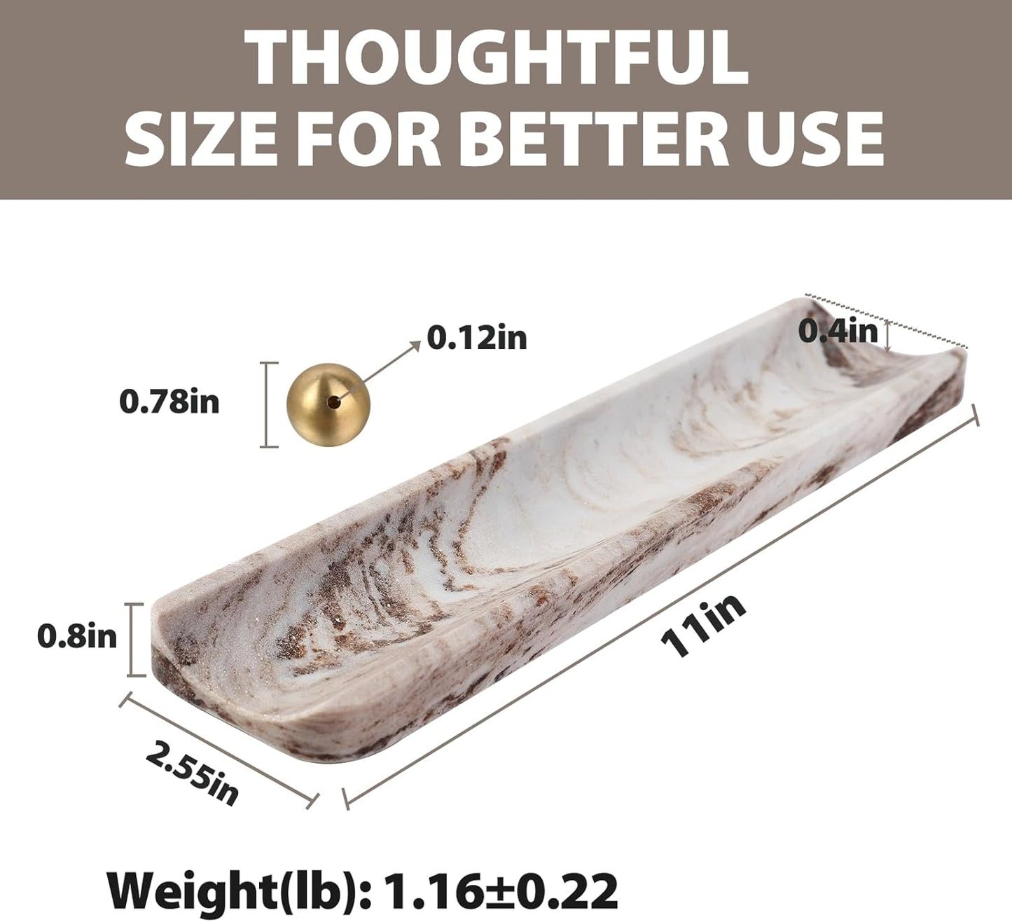 Koville Italian Natural Marble Incense Holder, Incense Holders for Sticks, Incense Burner Holder, Ideal for Meditation and Relaxing, Easy to Clean(Palissandro Classico)