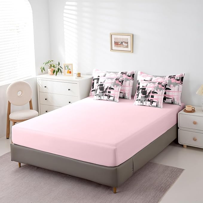 Pink Grey Black Comforter Set Full Size Kids Abstract Art Comforter for Boys Modern Striped Art 7 Pieces Bedding Set Geometric Duvet Set Room Decor Quilt Set