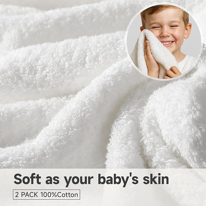 REDKISS Ultra-Plush Bath Towel Set - 900GSM Premium Thick Cotton for Bathroom & Spa, Super Absorbent Bath with No Shedding (2-Piece Bath Twoel Set for Adults, Luxury Hotel & Home Use)-White