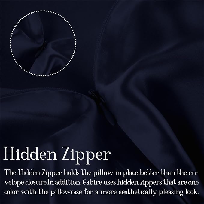 Mulberry Silk Pillow Case for Hair and Skin Prevent Acne Pillowcases Both Sides Real Silk Pillowcases Organic Silk Pillowcase with Hidden Zipper, Navy Blue, Queen (20"×30")