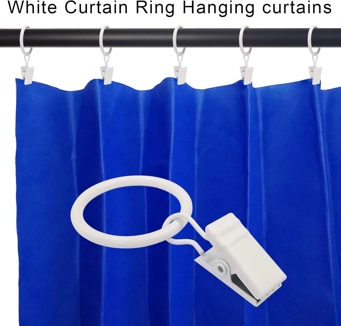 100 Pack Metal Curtain Rings with Clips, Drapery Clips with Rings, Drapes Rings 1 inch Inner Diameter, Fits Diameter 5/8 inch Curtain Rods, White