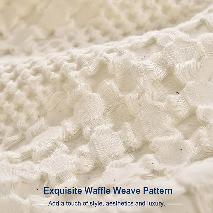 PHF Waffle Weave Pillow Shams Queen Size, 2 Pack 100% Cotton Pillowcases 20" x 30", No Insert, Soft & Breathable Aesthetic Woven Pillow Case Covers for Bedroom Decor, Undyed