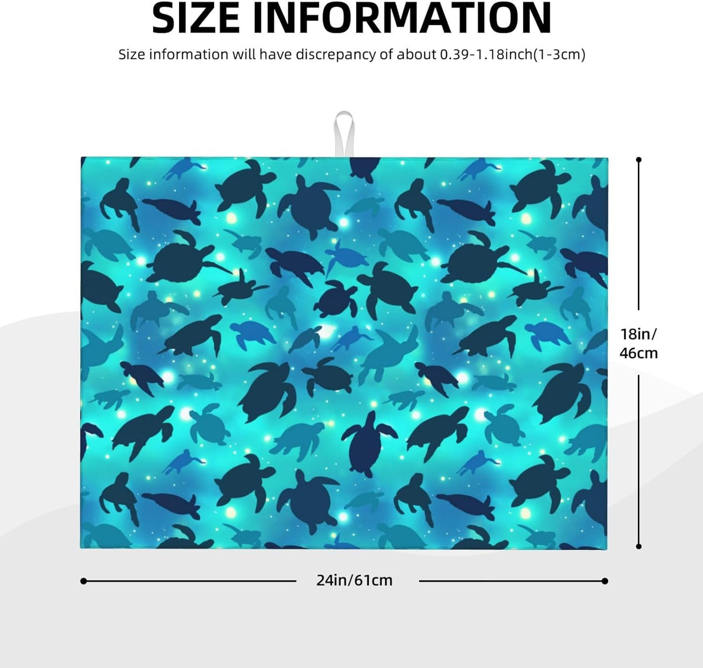 Sea Turtles Blue Dish Drying Mat For Kitchen Counter Absorbent Microfiber Dishes Pad Dish Drainer Rack Mats Fast Dry Reusable Washable Large 18"x24"