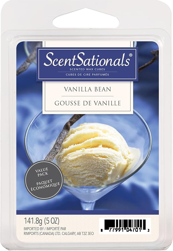 Scentsationals Scented Wax Cubes - Vanilla Bean - Fragrance Wax Melts Pack, Electric Home Warmer Tart, Wickless Candle Bar Air Freshener, Spa Aroma Decor Gift - 10oz (24-Cubes)