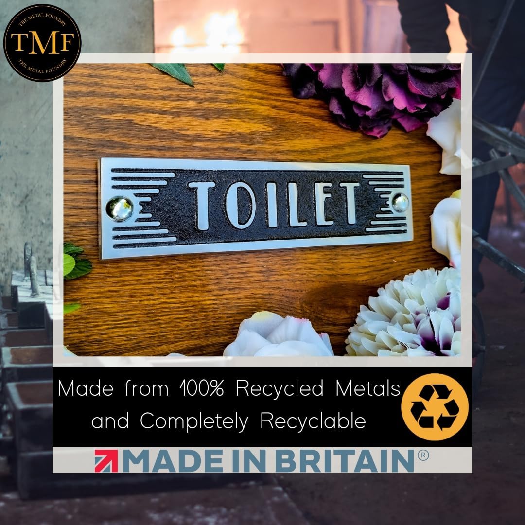 The Metal Foundry Toilet Metal Door Sign. Art Deco Style Home Décor Accessories Door Or Wall Aluminium Plaque. Handmade in England.