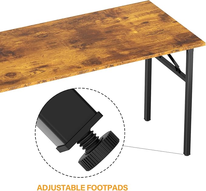 DlandHome Folding Table Computer Desk Workstation Table Conference Table Home Office Desk, Fully Assembled (47 Inches, Retro)
