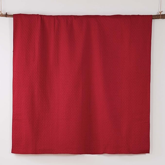 Levtex Home Cross Stitch Reversible Twin XL/Twin Quilt Set (68x86in) with 1 Pillow Sham (26x20in) - Stitch Texture - Chile Red - Cotton Twin/Twin Size Quilt Bedding Set - Lightweight Soft Pre-Washed