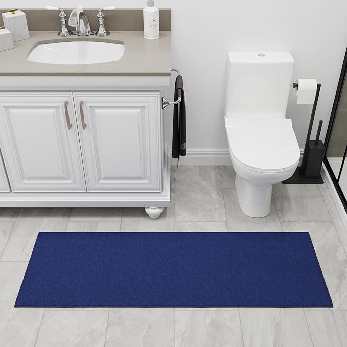 Ottomanson Hallway Runner Rug 20" x 59" Non Slip Solid Area Rugs Easy to Clean Laundry Rug Runner Durable & Pet Friendly Floor Carpet Runners for Hallways Entryway Living Room Kitchen, Navy
