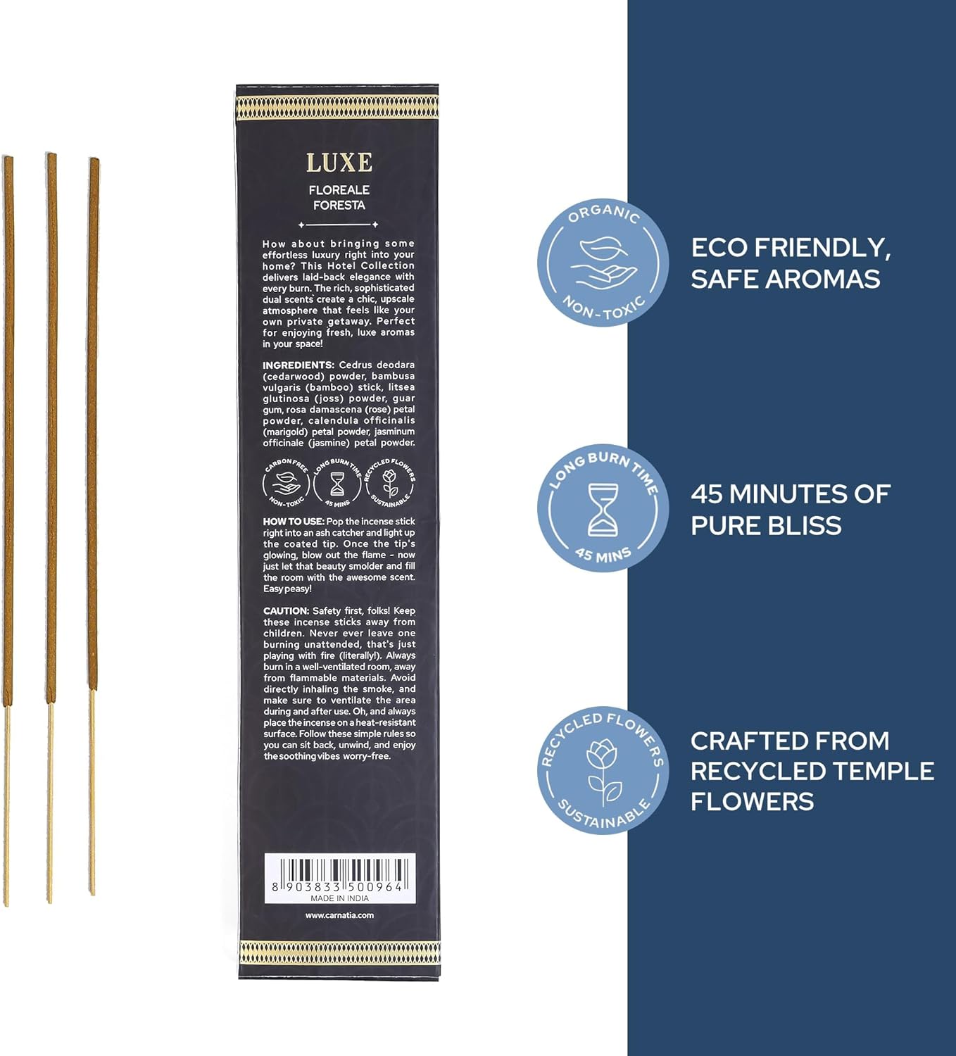 Carnatia Luxe Hotel Collection Incense Sticks – Set of 2 Premium Scents Inspired by Serene Stays & Boutique Retreats | Slow-Burning, Long-Lasting Incense for a Relaxed & Refined Home Ambiance!