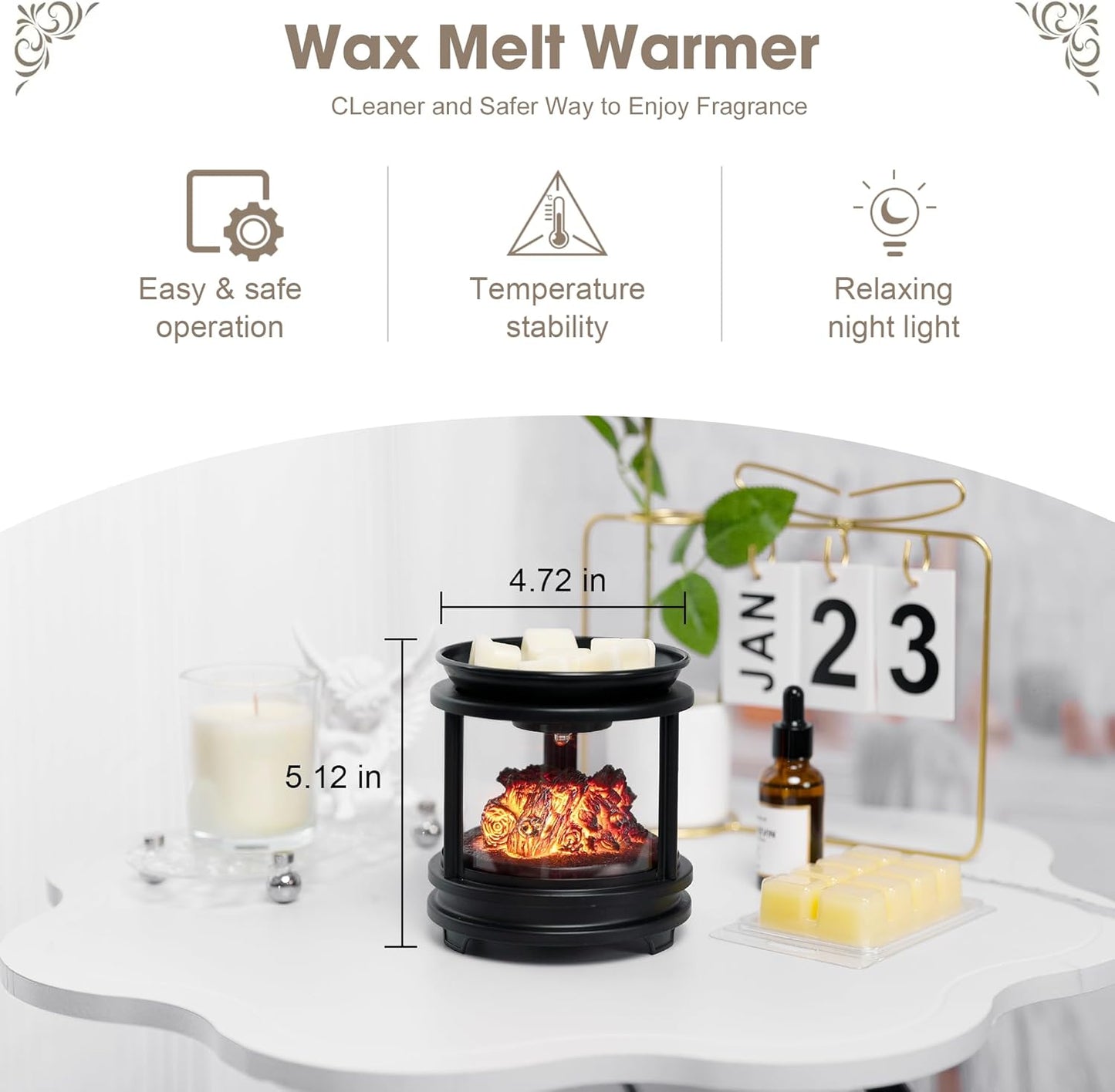 Wax Melt Warmer with Timer,Campfire Wax Warmer,3-in-1 Oil Burner Electric Candle Wax Warmer,Wax Warmer for Scented Wax Melts,Wax Melter Fragrance Warmer for Home Office Bedroom Gifts & Decor