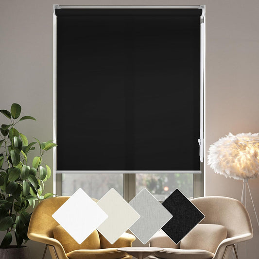 Homebox 70% Blackout Light Filtering Shade Blinds for Windows, Room Darkening Roller Shades Roll up and Down Blinds for Home and Office 36" W×72" H Black