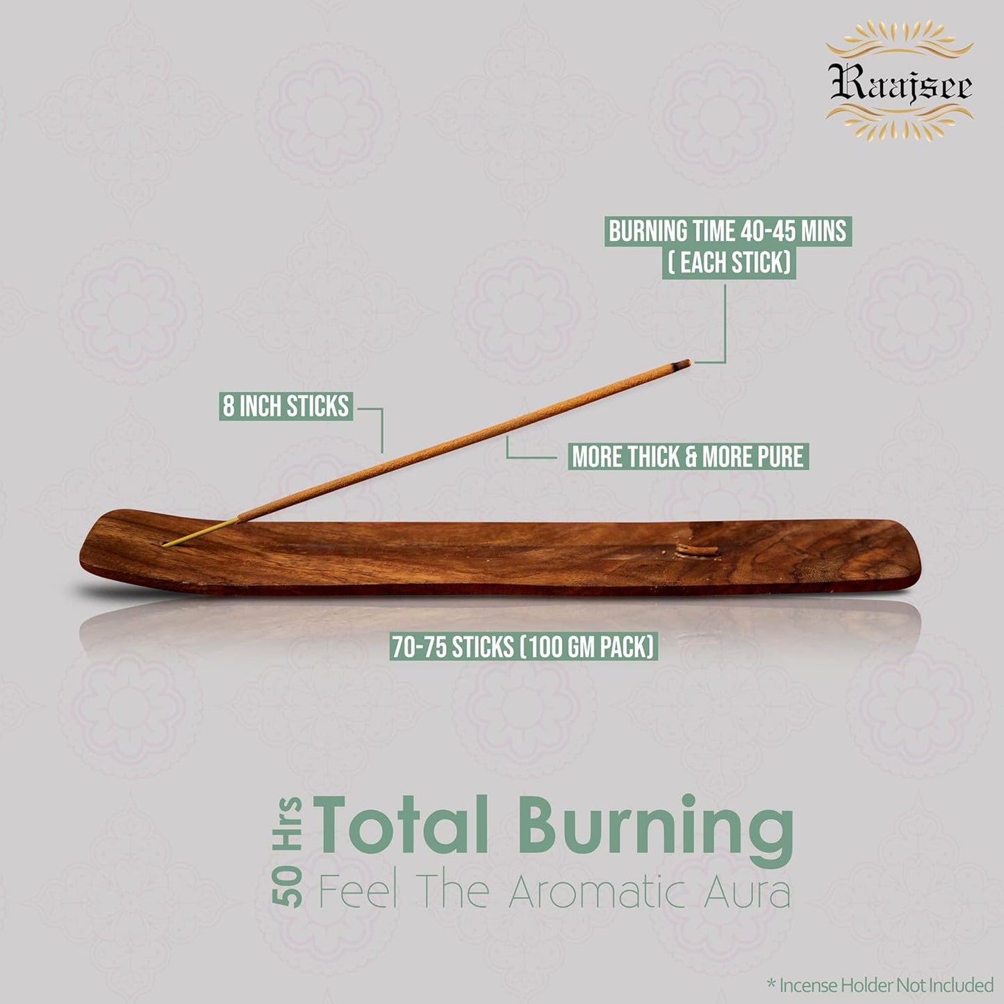 Raajsee White Sage Incense Sticks, 100%-Natural Charcoal Free Organic Non Toxic Clean Burning Handmade Insence Sticks 100 gm Pack, Meditation Gifts – Spritual Cleansing